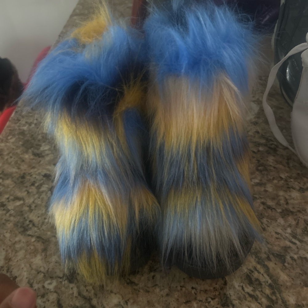Colorful Furry Kids Boots